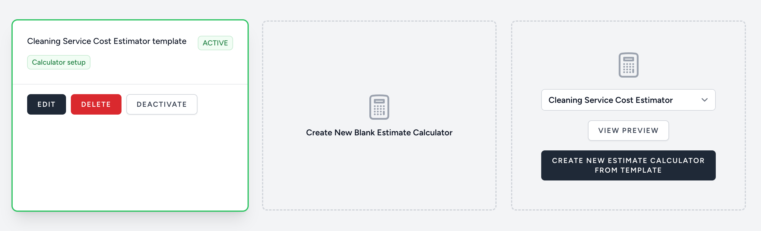 Create your Estimate Calculator and activate it
