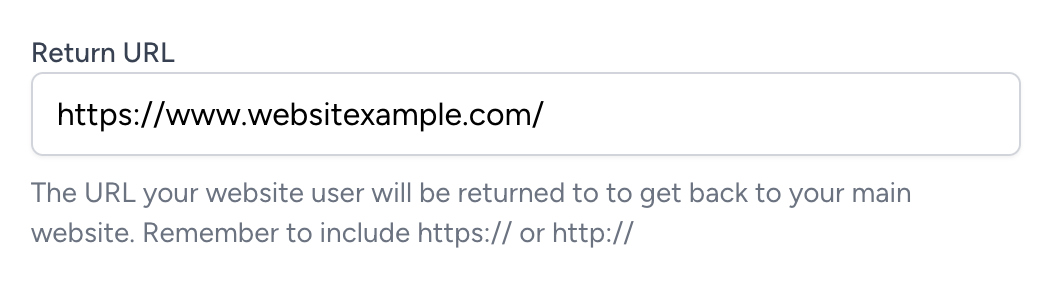 Set your return url